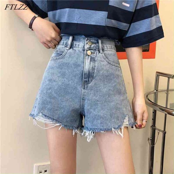 summer women high waist button jeans casual female light blue denim shorts lady loose fashion two design short 210430, White;black
summer women high waist button jeans casual female light blue denim shorts lady loose fashion two design short 210430, White;black