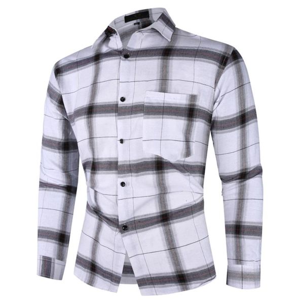 men's casual shirts autumn and winter color plaid single-breasted slim fit long-sleeved shirt with single pocket blouses, White;black
men's casual shirts autumn and winter color plaid single-breasted slim fit long-sleeved shirt with single pocket blouses, White;black