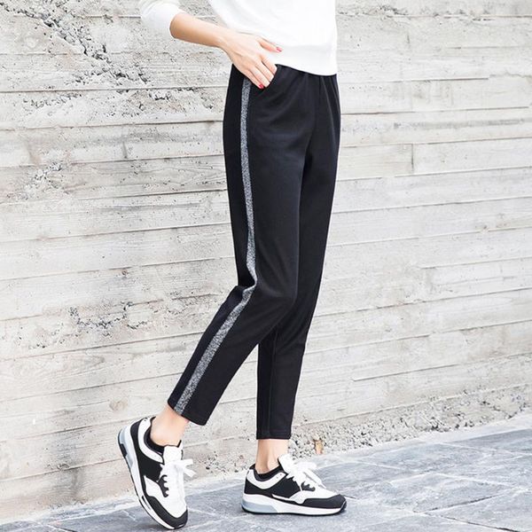 women stretch waist cropped pants fashion students sports running trousers a66 women's & capris, Black;white
women stretch waist cropped pants fashion students sports running trousers a66 women's & capris, Black;white