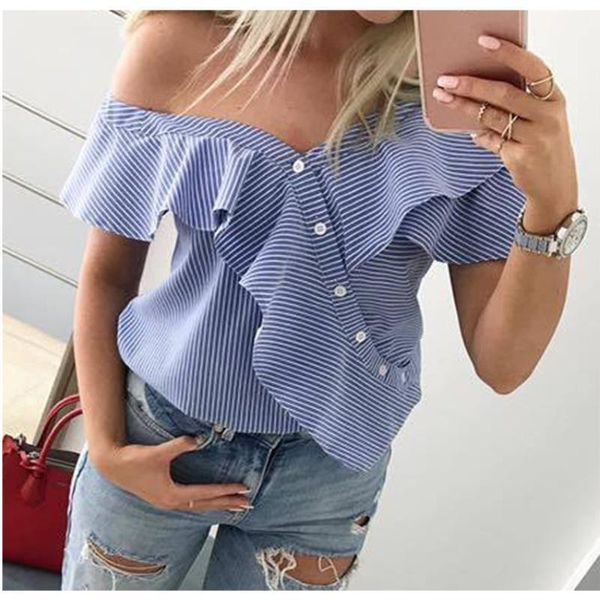 women one-shoulder off-the-shoulder button shirt striped casual blouse et chemisier femme blusas mujer de moda 2021 women's blouses1, White
women one-shoulder off-the-shoulder button shirt striped casual blouse et chemisier femme blusas mujer de moda 2021 women's blouses1, White