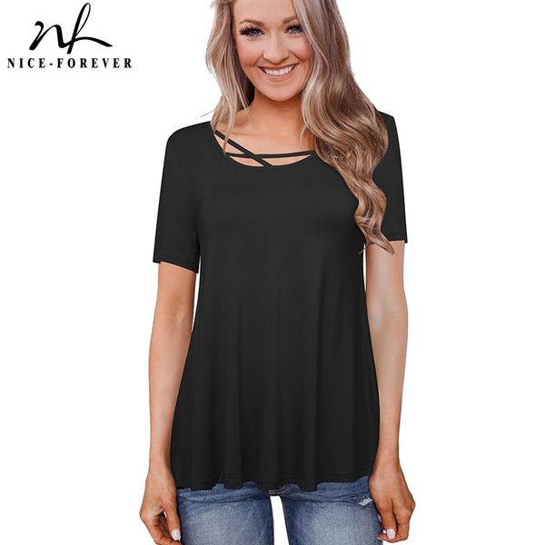 nice-forever summer women solid color stripe casual t-shirts loose tees btyt012 210419, White
nice-forever summer women solid color stripe casual t-shirts loose tees btyt012 210419, White