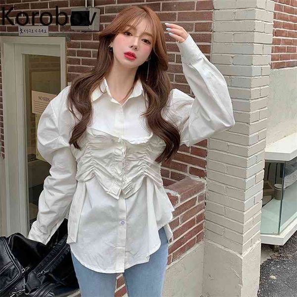 korobov new single breasted shirts vintage sweet puff sleeve turn-down collar blouses korean fake 2 piece blusas mujer 210430, White
korobov new single breasted shirts vintage sweet puff sleeve turn-down collar blouses korean fake 2 piece blusas mujer 210430, White
