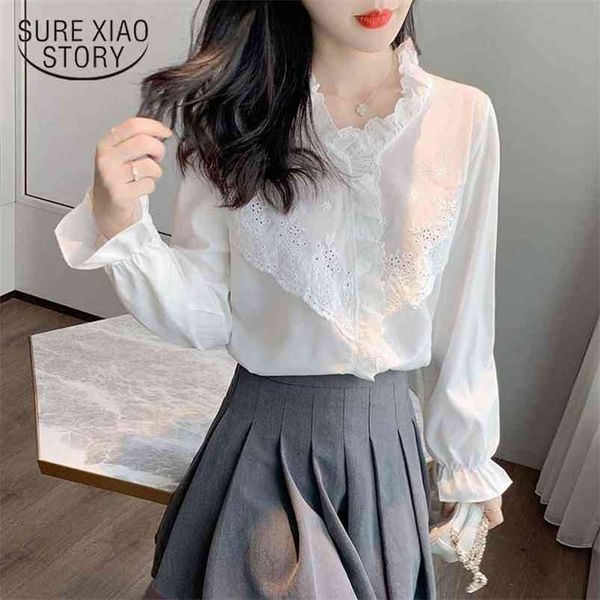 v-neck white autumn solid lace shirt chic chiffon blouse women long sleeve korean style office clothing 10901 210421
v-neck white autumn solid lace shirt chic chiffon blouse women long sleeve korean style office clothing 10901 210421
