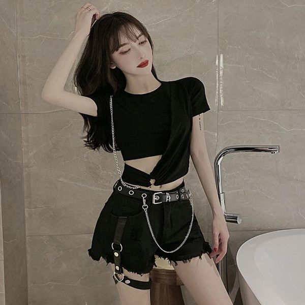 women's tracksuits bar and night club bungee leg ring chain shorts feminine jazz dance high waist denim + short sleeve two-piece suit w, Gray
women's tracksuits bar and night club bungee leg ring chain shorts feminine jazz dance high waist denim + short sleeve two-piece suit w, Gray