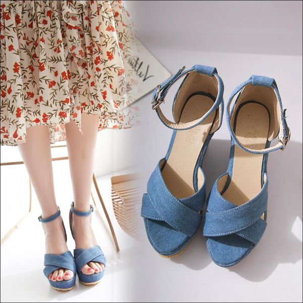 sandals nice women wedges summer blue platform casual shoes high heel sandalias lady zapatos de 33-42, Black
sandals nice women wedges summer blue platform casual shoes high heel sandalias lady zapatos de 33-42, Black