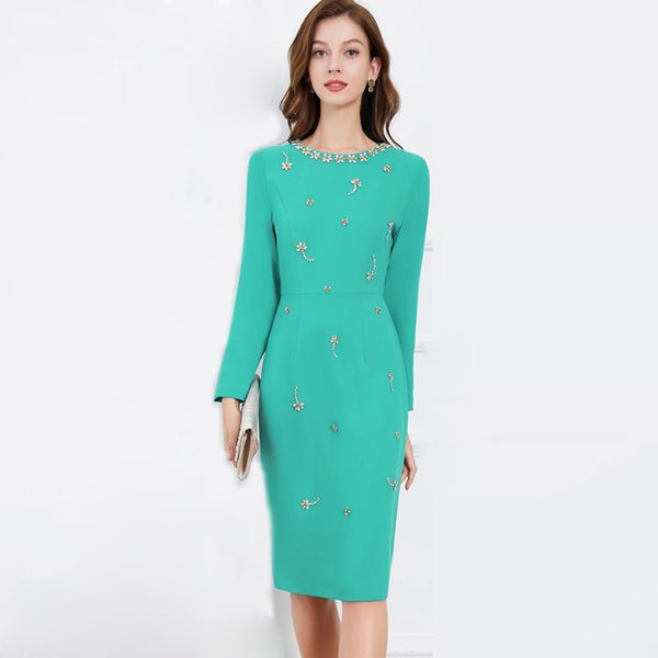 women's dresses o neck long sleeves beaded split back fashion casual pencil dress vestidos, Black
women's dresses o neck long sleeves beaded split back fashion casual pencil dress vestidos, Black