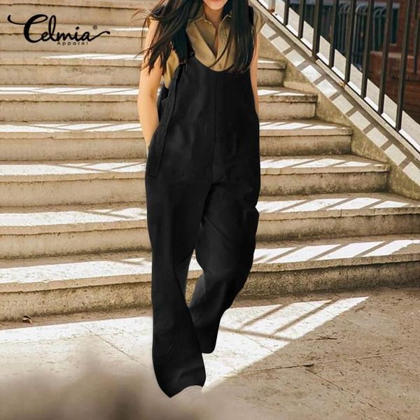 women's jumpsuits & rompers celmia casual harem pants vintage spaghetti straps long playsuits buttons solid work overalls 5xl, Black;white
women's jumpsuits & rompers celmia casual harem pants vintage spaghetti straps long playsuits buttons solid work overalls 5xl, Black;white