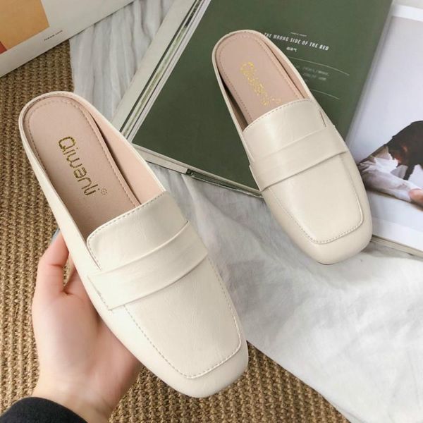 white women's pu slippers outdoor shoes flat muller fashion 2021 solid leather zapatillas mujer, Black
white women's pu slippers outdoor shoes flat muller fashion 2021 solid leather zapatillas mujer, Black