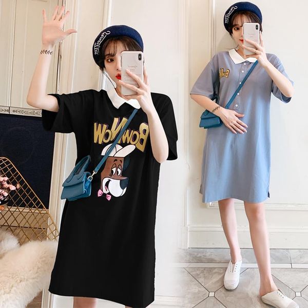 813# maternity dress summer cotton turn down collar t shirt cartoon short sleeves loose stylish pregnant women mom dresses, White
813# maternity dress summer cotton turn down collar t shirt cartoon short sleeves loose stylish pregnant women mom dresses, White