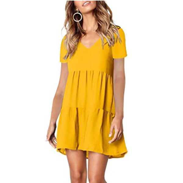 women summer solid color v-neck short sleeve dress slim lady black mini dresses plus size women casual beach dress 210423, Black;gray
women summer solid color v-neck short sleeve dress slim lady black mini dresses plus size women casual beach dress 210423, Black;gray