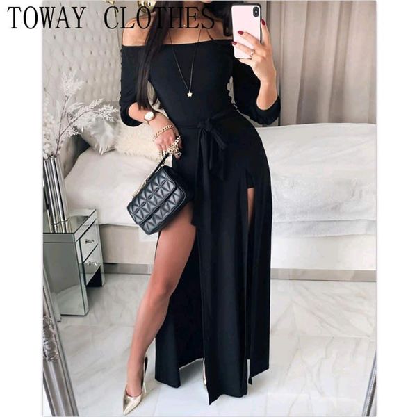 casual dresses women plain off shoulder three quarter length long sleeve slit romper with belt, Black;gray
casual dresses women plain off shoulder three quarter length long sleeve slit romper with belt, Black;gray
