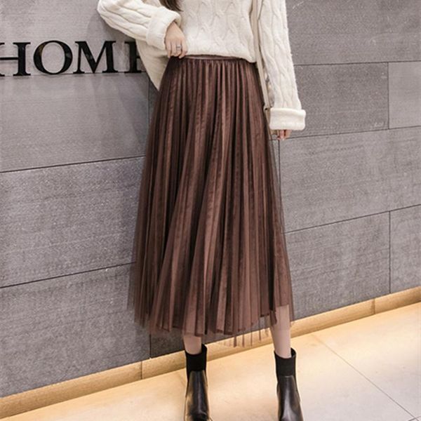 high-waisted a-line casual solid elegant mesh 11 colors velvet vintage women's skirt female long autumn spring sweet skirts, Black
high-waisted a-line casual solid elegant mesh 11 colors velvet vintage women's skirt female long autumn spring sweet skirts, Black
