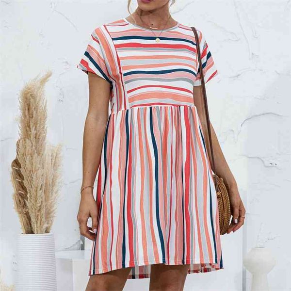 casual striped print patchwork dress for women summer short sleeve o neck mini a-line holiday beach es vestido 210508, Black;gray
casual striped print patchwork dress for women summer short sleeve o neck mini a-line holiday beach es vestido 210508, Black;gray
