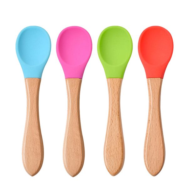baby feeding silicone spoon wooden handle babys food anti-scald and fall resistance training spoons
baby feeding silicone spoon wooden handle babys food anti-scald and fall resistance training spoons