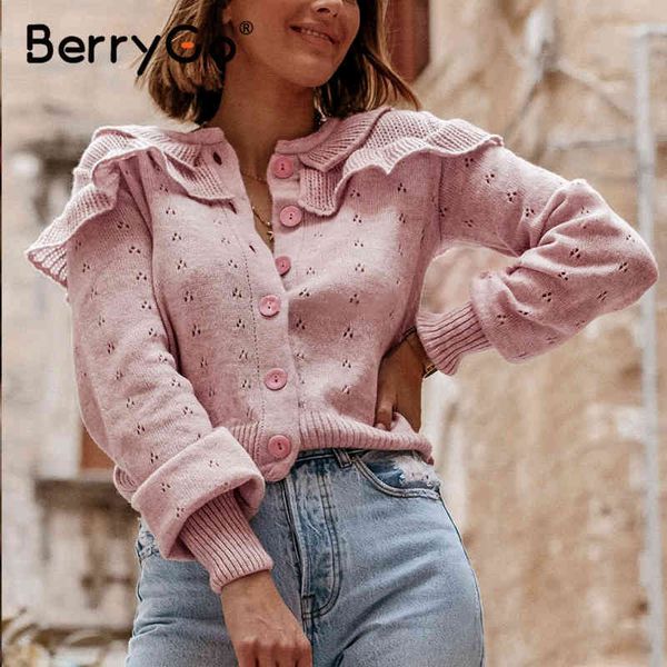 berrygo vintage knitted loose thin cardigan women long sleeve elegant ruffled buttons pink o neck autumn sweaters 210513, White
berrygo vintage knitted loose thin cardigan women long sleeve elegant ruffled buttons pink o neck autumn sweaters 210513, White