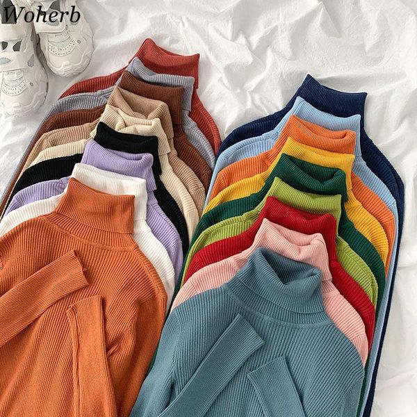 women's sweaters woherb 2021 pullover knit sweater women autumn winter clothes jumper turtleneck soft knitted pull femme knitwear, White;black
women's sweaters woherb 2021 pullover knit sweater women autumn winter clothes jumper turtleneck soft knitted pull femme knitwear, White;black