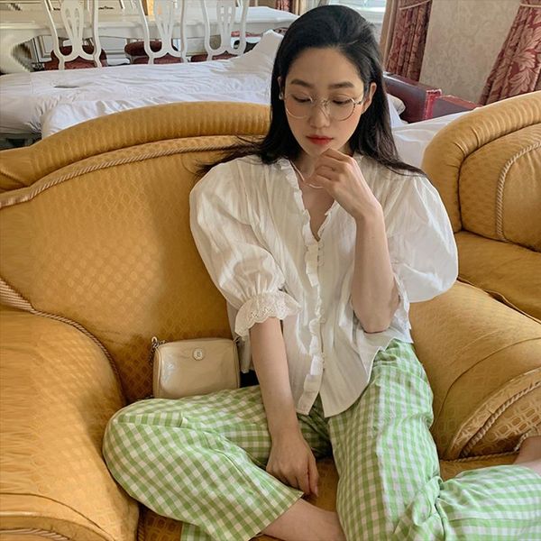 women's blouses & shirts sweet fresh lace puff sleeve women simple korean chic japan style woman blouse summer 2021 elegant loose sundr, White
women's blouses & shirts sweet fresh lace puff sleeve women simple korean chic japan style woman blouse summer 2021 elegant loose sundr, White