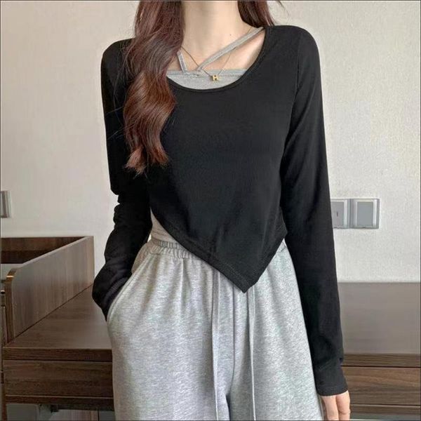 women's t-shirt y2k girl fake two long sleeve crop 2021 spring autumn harajuku sweet fashion irregular o-neck tee shirts female, White
women's t-shirt y2k girl fake two long sleeve crop 2021 spring autumn harajuku sweet fashion irregular o-neck tee shirts female, White