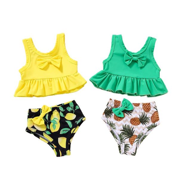 baby girls split swimsuit set with bow-knot, solid color ruffle hem + fruit print panties one-pieces, Black
baby girls split swimsuit set with bow-knot, solid color ruffle hem + fruit print panties one-pieces, Black