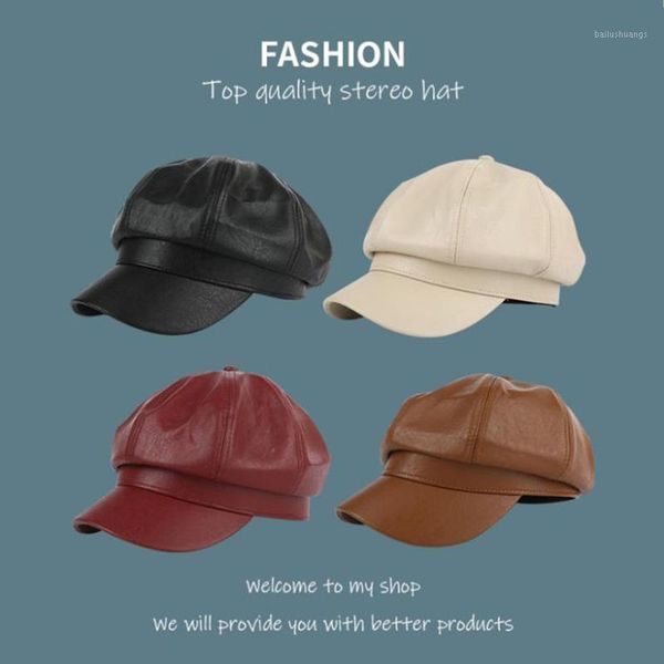 berets beret hat lady leather octagon art versatile pumpkin retro british temperament winter elegance without buckle, Blue;gray
berets beret hat lady leather octagon art versatile pumpkin retro british temperament winter elegance without buckle, Blue;gray
