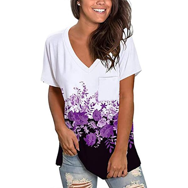 women's t-shirt fashion casual style printed floral t-shirtssummer 2021 clothes v-neck loose female tees ladies short sleeves, White
women's t-shirt fashion casual style printed floral t-shirtssummer 2021 clothes v-neck loose female tees ladies short sleeves, White