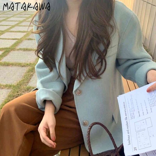 matakawa loose long-sleeved thin wool suit coat korea chic autumn elegant simple lapel woolen coat casaco feminino 210513, Black
matakawa loose long-sleeved thin wool suit coat korea chic autumn elegant simple lapel woolen coat casaco feminino 210513, Black