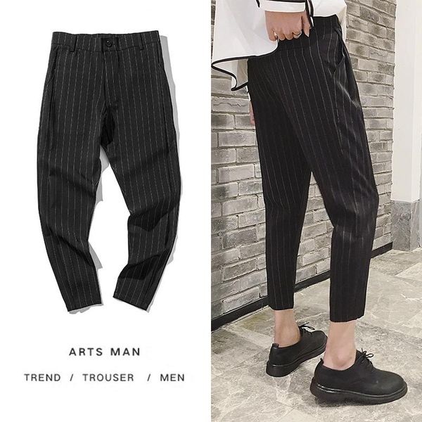 spring summer dress pants men's slim fashion business casual striped suit men streetwear society harem s-3xl, Black
spring summer dress pants men's slim fashion business casual striped suit men streetwear society harem s-3xl, Black