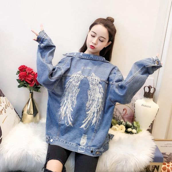 women's jackets harajuku bf style embroidered denim jacket loose 2021 spring retro all-matching coats and women, Black;brown
women's jackets harajuku bf style embroidered denim jacket loose 2021 spring retro all-matching coats and women, Black;brown