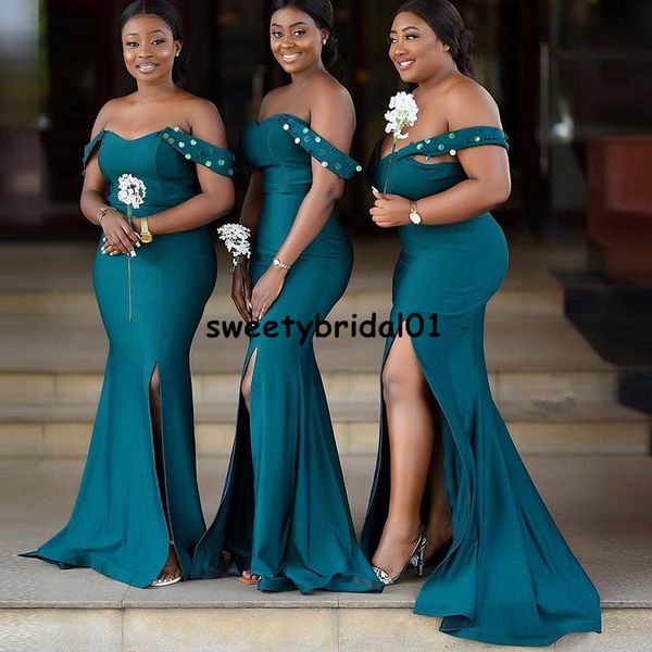 off shoulder african bridesmaid dresses mermaid satin beads crystal maid of honor gowns sweetheart wedding guest dress, White;pink
off shoulder african bridesmaid dresses mermaid satin beads crystal maid of honor gowns sweetheart wedding guest dress, White;pink
