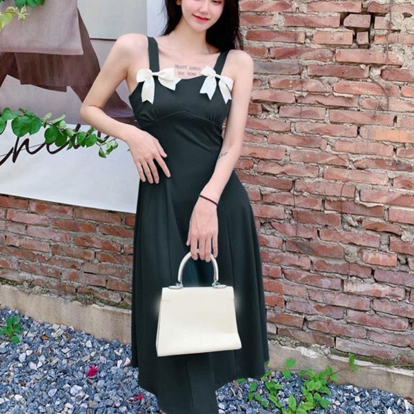 casual dresses aiiou 2021 summer french temperament sling dress women elegant long party female black bow office, Black;gray
casual dresses aiiou 2021 summer french temperament sling dress women elegant long party female black bow office, Black;gray