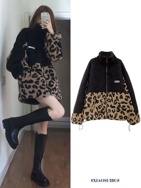 black leopard prints long loose jacket for woman autumn winter designer luxury female clothing warm thick clothes women's jackets, Black;brown
black leopard prints long loose jacket for woman autumn winter designer luxury female clothing warm thick clothes women's jackets, Black;brown