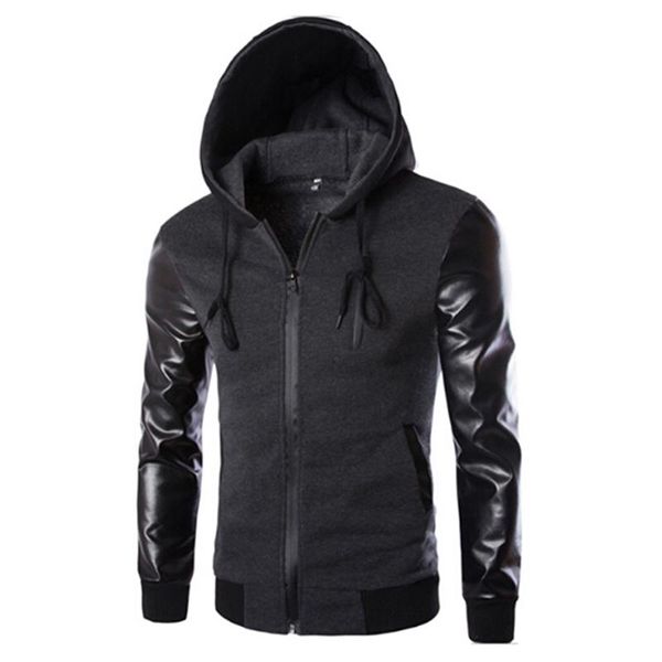men's fur & faux autumn casual jacket men hooded and coat pu leather sleeve slim outerwear zipper hoody sportswear, Black
men's fur & faux autumn casual jacket men hooded and coat pu leather sleeve slim outerwear zipper hoody sportswear, Black