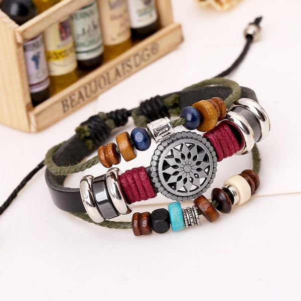 charm bracelets leather bracelet vintage bohemia wind beaded multilayer fashion accessories women man wristbands, Golden;silver 
charm bracelets leather bracelet vintage bohemia wind beaded multilayer fashion accessories women man wristbands, Golden;silver
