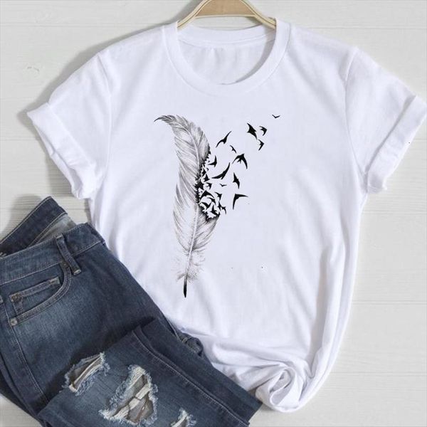 and women short sleeve vintage men t shirts cute feather 90s fashion cartoon summer female tshirts clothes graphic lady, White;black
and women short sleeve vintage men t shirts cute feather 90s fashion cartoon summer female tshirts clothes graphic lady, White;black