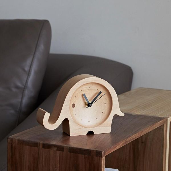 desk & table clocks japan style wood silent alarm clock with lamp for home