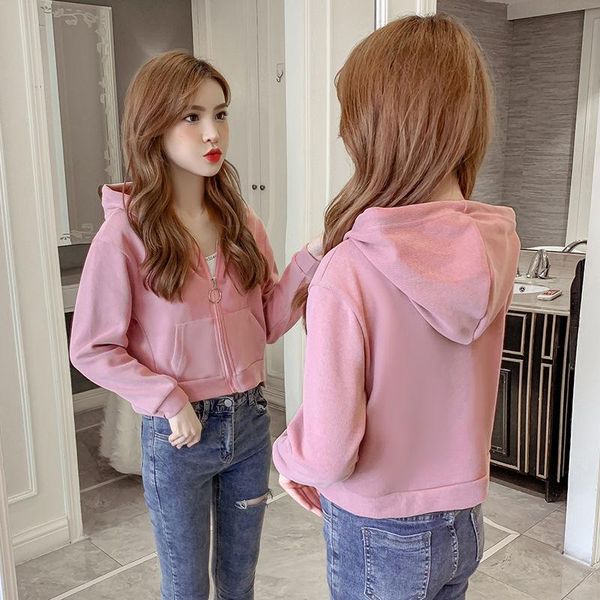 women's hoodies & sweatshirts 2021 spring autumn women classic zipper hooded harajuku bf pockets outerwear short a149, Black
women's hoodies & sweatshirts 2021 spring autumn women classic zipper hooded harajuku bf pockets outerwear short a149, Black