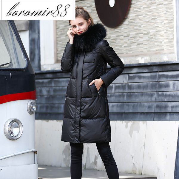 white womens outwear duck parkas down jacket women's winter clothes 2021 medium length solid color slim fit thickened raccoon fur colla, Black
white womens outwear duck parkas down jacket women's winter clothes 2021 medium length solid color slim fit thickened raccoon fur colla, Black