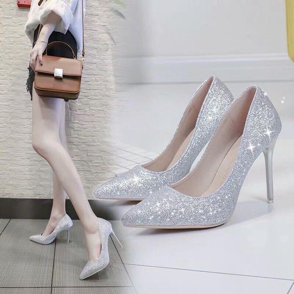 dress shoes crystal wedding french girl high heels 2021 fine heel bridesmaid pointed sequins single, Black
dress shoes crystal wedding french girl high heels 2021 fine heel bridesmaid pointed sequins single, Black