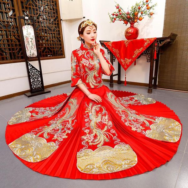 bride wedding dress traditional chinese style costume phoenix cheongsam embroidery clothing luxury ancient royal red qipao gown ethnic
bride wedding dress traditional chinese style costume phoenix cheongsam embroidery clothing luxury ancient royal red qipao gown ethnic