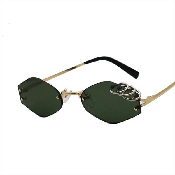 unique iron rings decoration women rimless sunglasses retro men dark green punk glasses uv400, White;black
unique iron rings decoration women rimless sunglasses retro men dark green punk glasses uv400, White;black