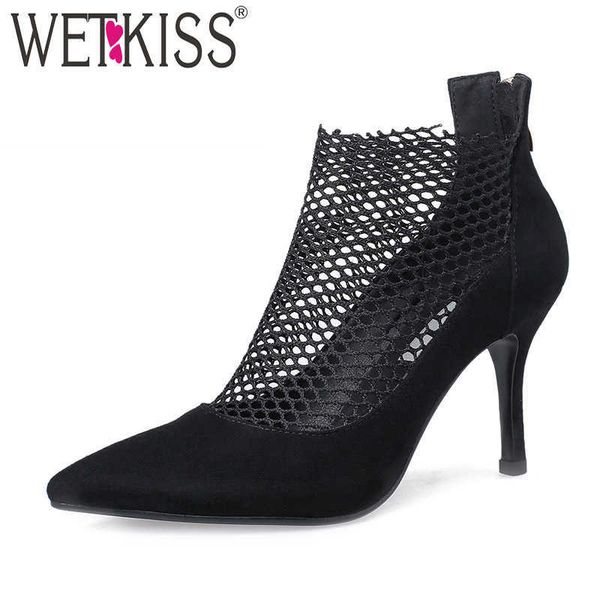 wetkis high heels ankle boots women zip pointed toe footwear party mesh boots female kid suede shoes woman spring 210630, Black
wetkis high heels ankle boots women zip pointed toe footwear party mesh boots female kid suede shoes woman spring 210630, Black