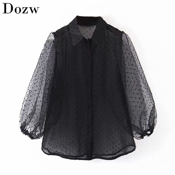 dots embroidery women elegant organza blouse lantren sleeve black see through chic casual turn down collar shirt blusas 210515, White
dots embroidery women elegant organza blouse lantren sleeve black see through chic casual turn down collar shirt blusas 210515, White