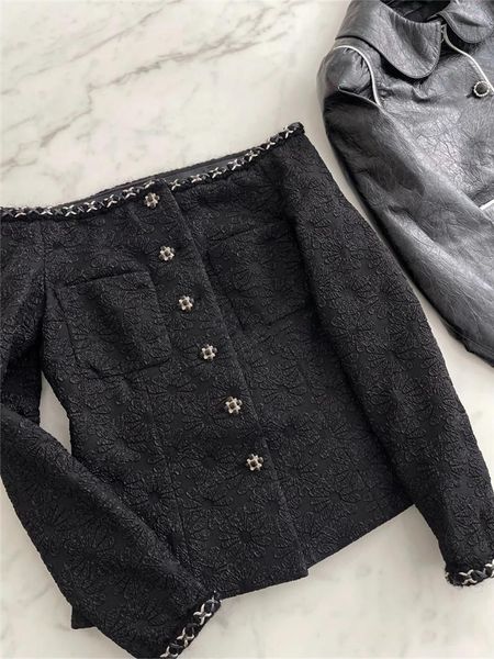 women's jackets high street est 2021 designer jacket women's one-shoulder black dark jacquard short coat, Black;brown
women's jackets high street est 2021 designer jacket women's one-shoulder black dark jacquard short coat, Black;brown