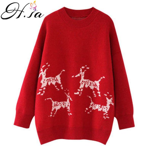 h.sa loose casual and crew neck christmas deer red sweater warm thick winter pull jumpers pullover women 210417, White;black
h.sa loose casual and crew neck christmas deer red sweater warm thick winter pull jumpers pullover women 210417, White;black