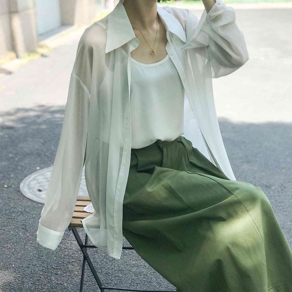 women's blouses & shirts fashion casual thin sunscreen shirt + solid suspender vest 2021 summer korean loose two piece sets 4x1s, White
women's blouses & shirts fashion casual thin sunscreen shirt + solid suspender vest 2021 summer korean loose two piece sets 4x1s, White