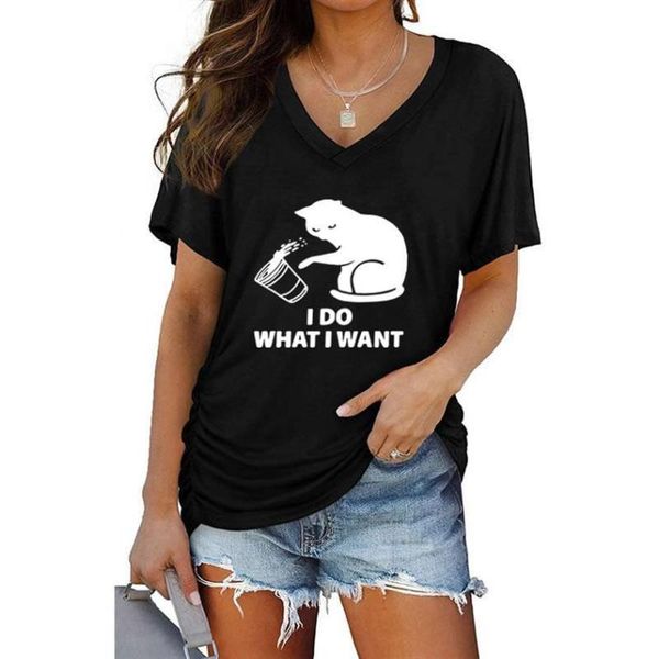 women's t-shirt ladies batwing sleeve v-neck harajuku i do what want individuality cat print for women summer loose t shirt, White
women's t-shirt ladies batwing sleeve v-neck harajuku i do what want individuality cat print for women summer loose t shirt, White