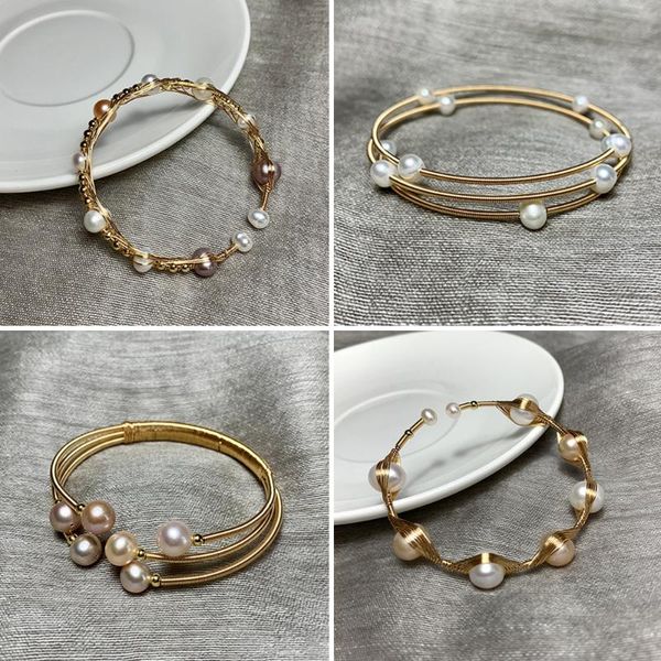 bangle luxury gold color natural freshwater pearls open cuff adjustable bracelet simple design women girls gift jewelry, Black
bangle luxury gold color natural freshwater pearls open cuff adjustable bracelet simple design women girls gift jewelry, Black