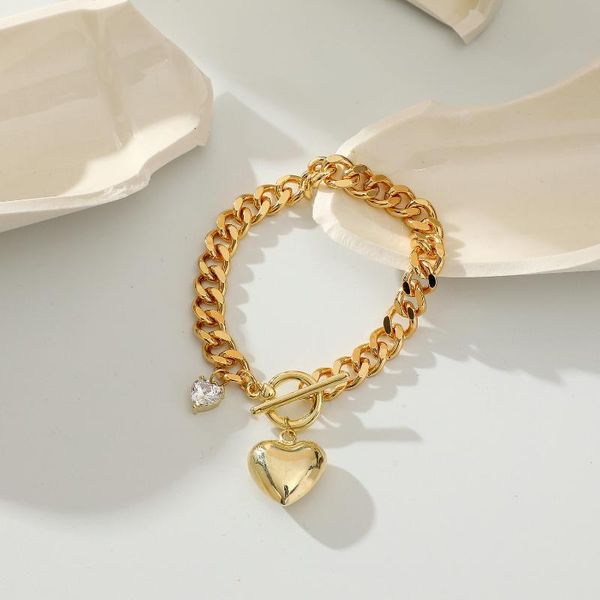 link, chain 2021 gold plated cuban zirconia love heart pendant bracelets for women party gift fashion charm bracelet jewelry, Black
link, chain 2021 gold plated cuban zirconia love heart pendant bracelets for women party gift fashion charm bracelet jewelry, Black