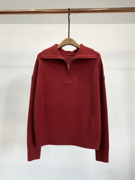 lapel zip cashmere sweater, White;black