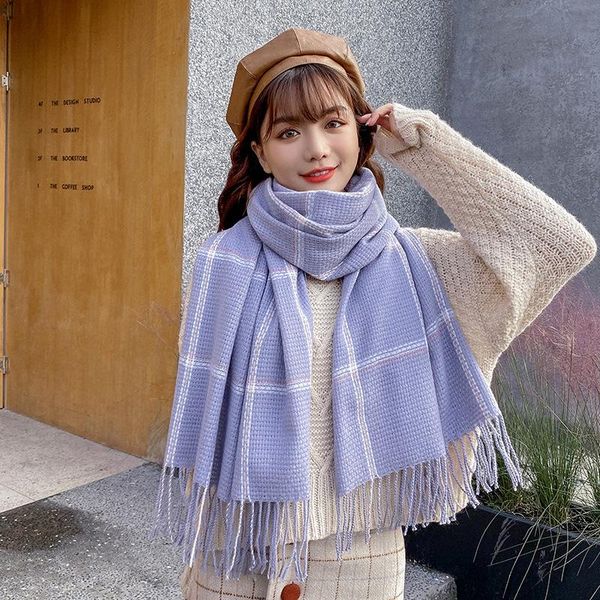 autumn and winter female cashmere scarf korean version of the long ins check thickened shawl dual use scarves, Blue;gray
autumn and winter female cashmere scarf korean version of the long ins check thickened shawl dual use scarves, Blue;gray